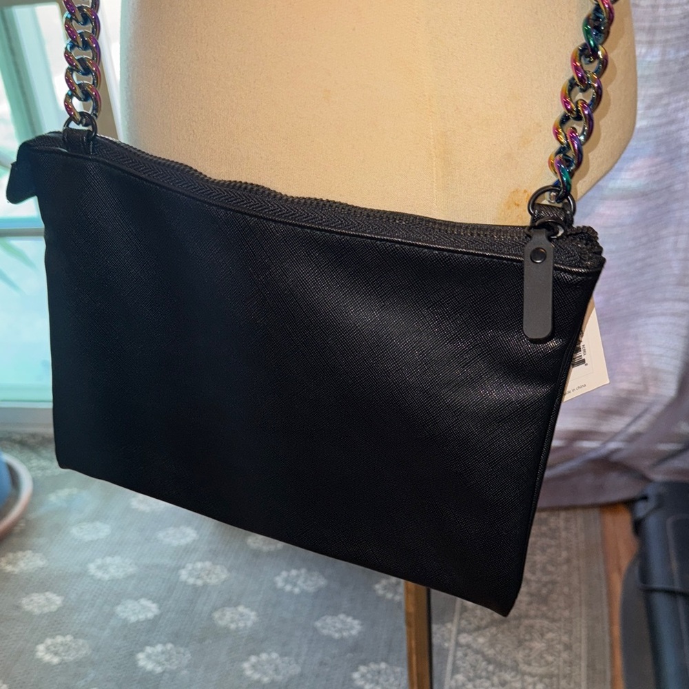 Steve Madden Black Crossbody Bag with Multicolor Chain